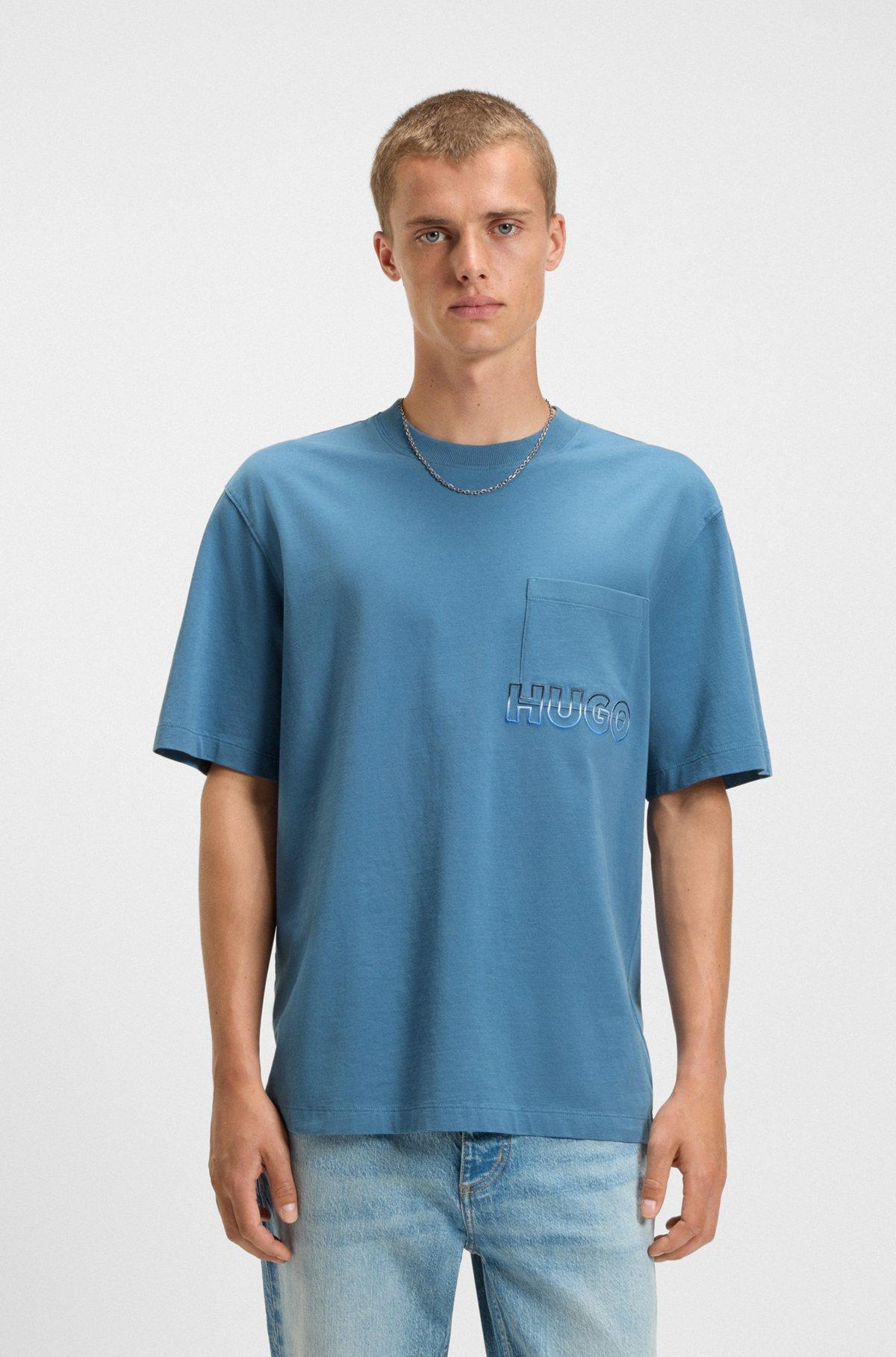 Cotton-jersey T-shirt with reverse-logo embroidery Product Image