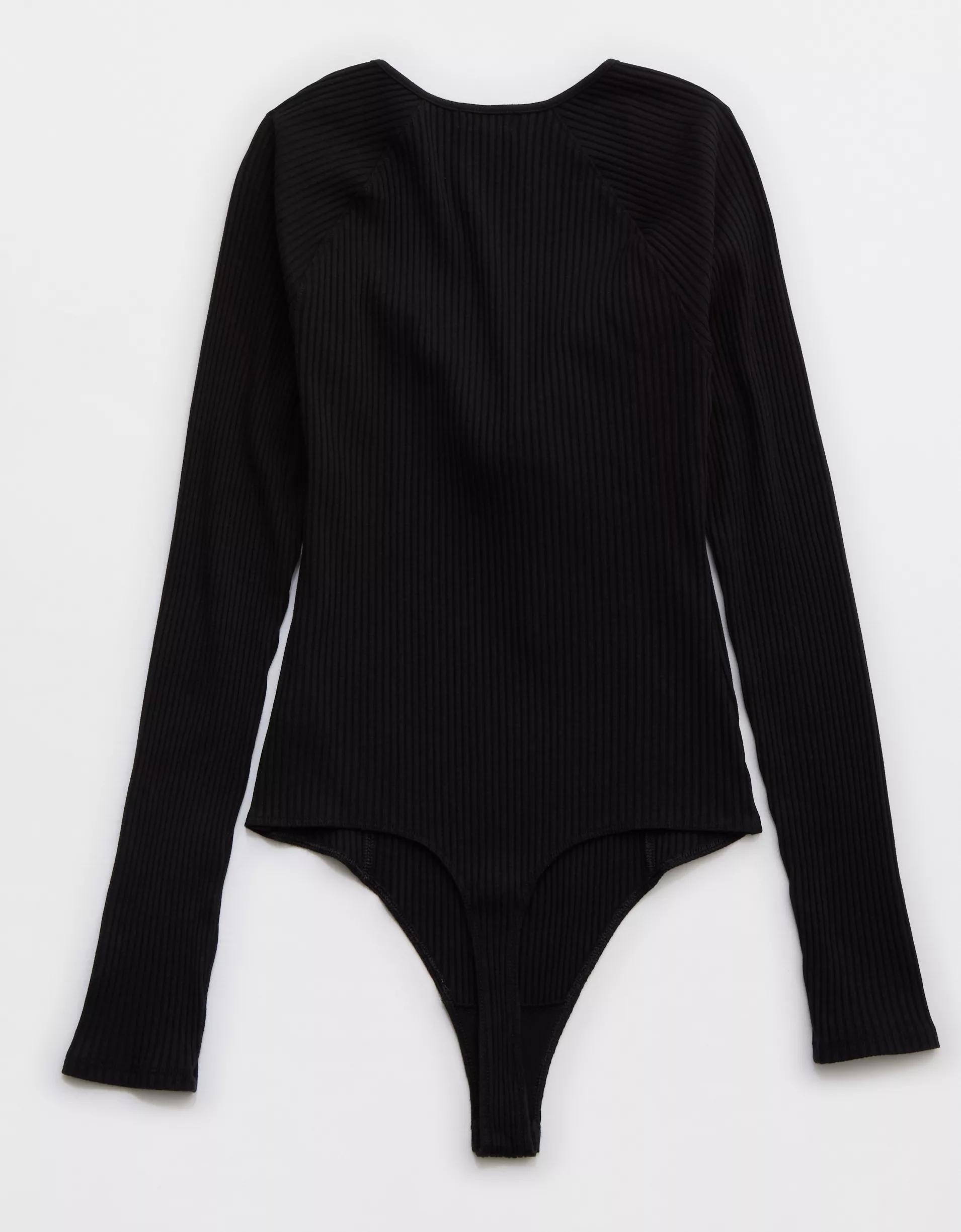 Aerie Long Sleeve Tie Front Bodysuit Product Image