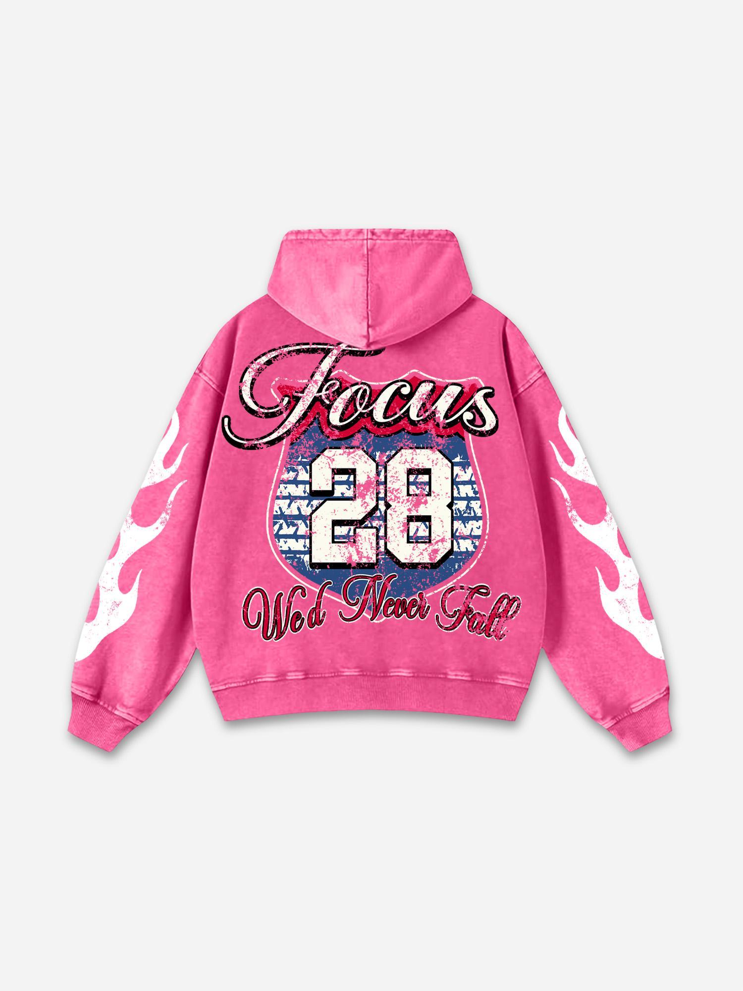 No. 28 Racing Elements Vintage Prints Graphic Acid Wash Hoodie Product Image