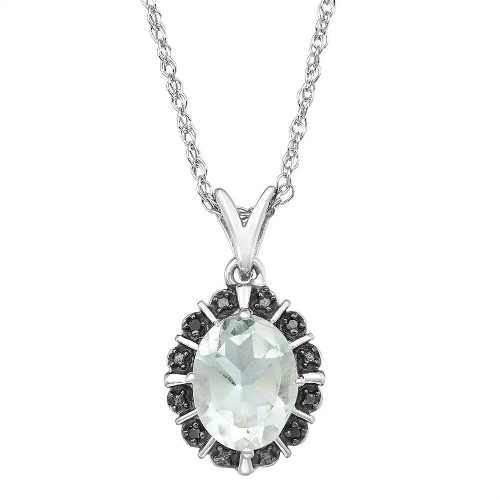 Jewelexcess Sterling Silver Gemstone & Black Diamond Accent Pendant Necklace, Women's, Size: 18", Green Purple Product Image