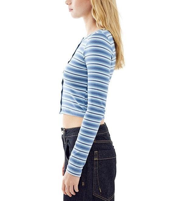 BDG Urban Outfitters Long Sleeve Striped Pointelle Cardigan Product Image