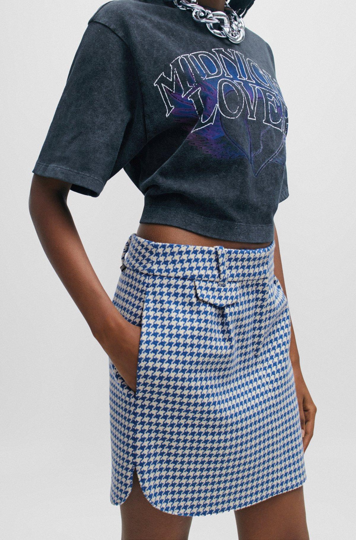 Houndstooth mini skirt in a cotton blend Product Image