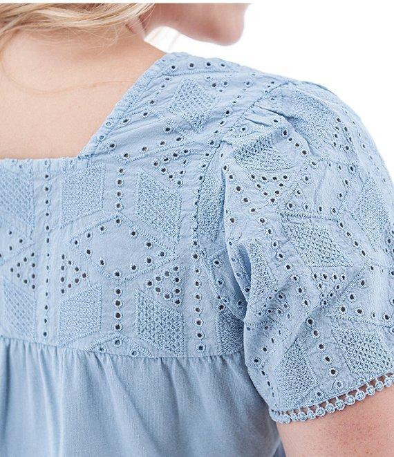 Aventura Shelle Organic Cotton Embroidered Woven Eyelet Square Neck Swing Top Product Image