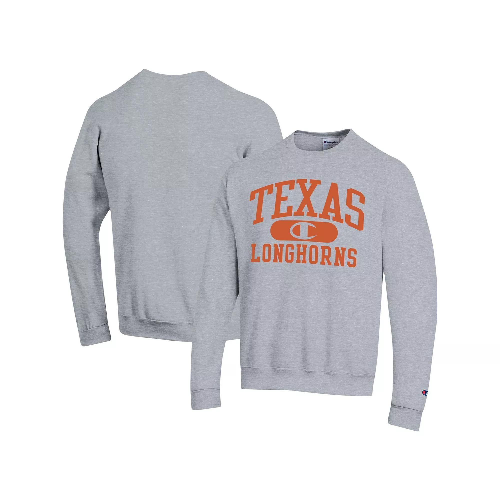 Men's Champion Heather Gray Texas Longhorns Arch Pill Sweatshirt, Size: 3XL, Grey Product Image