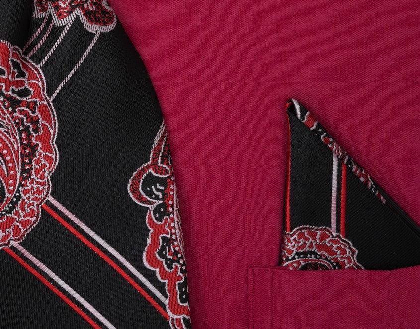 Magenta French Cuff Dress Shirt Set with Tie and Handkerchief Product Image