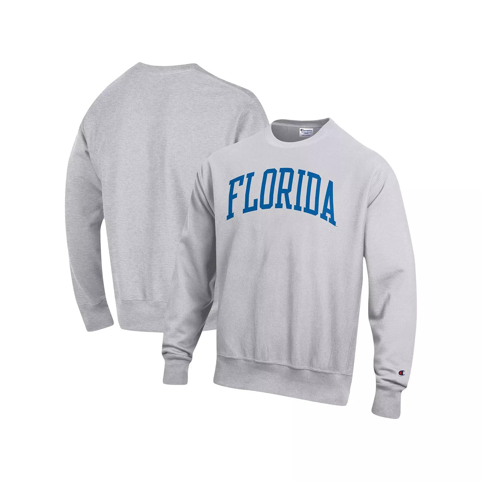 Men's Champion Heathered Gray Florida Gators Arch Reverse Weave Pullover Sweatshirt, Size: Small, Grey Product Image