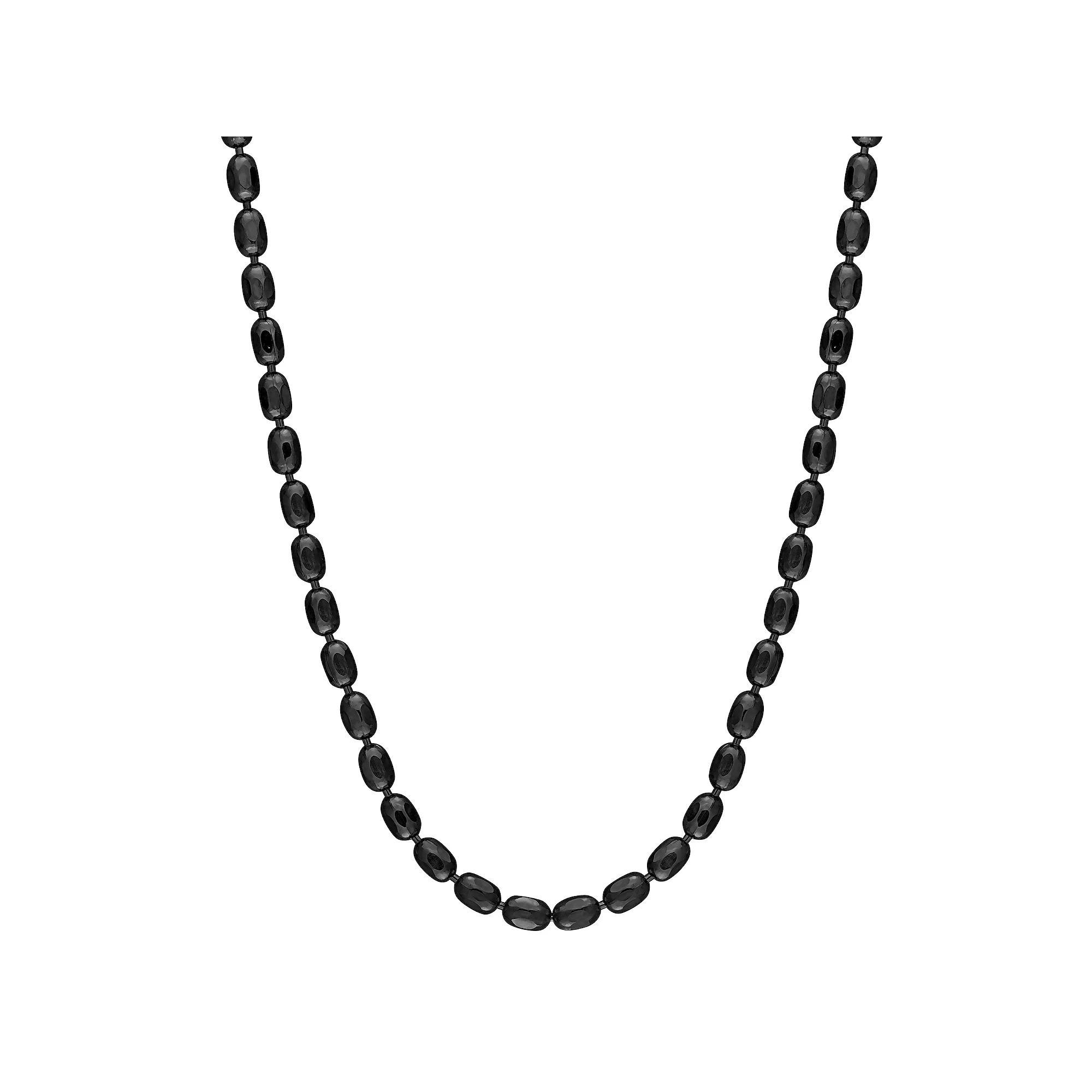 Stella Grace Black Plated Silver Ball Chain Necklace, Womens Sterling Product Image
