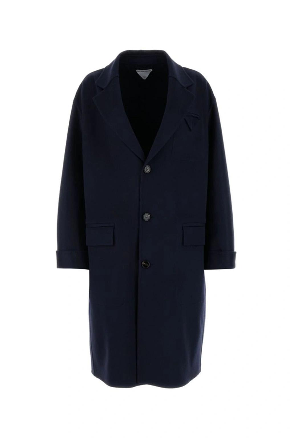 BOTTEGA VENETA Double Wool Cashmere Coat In Blue Product Image