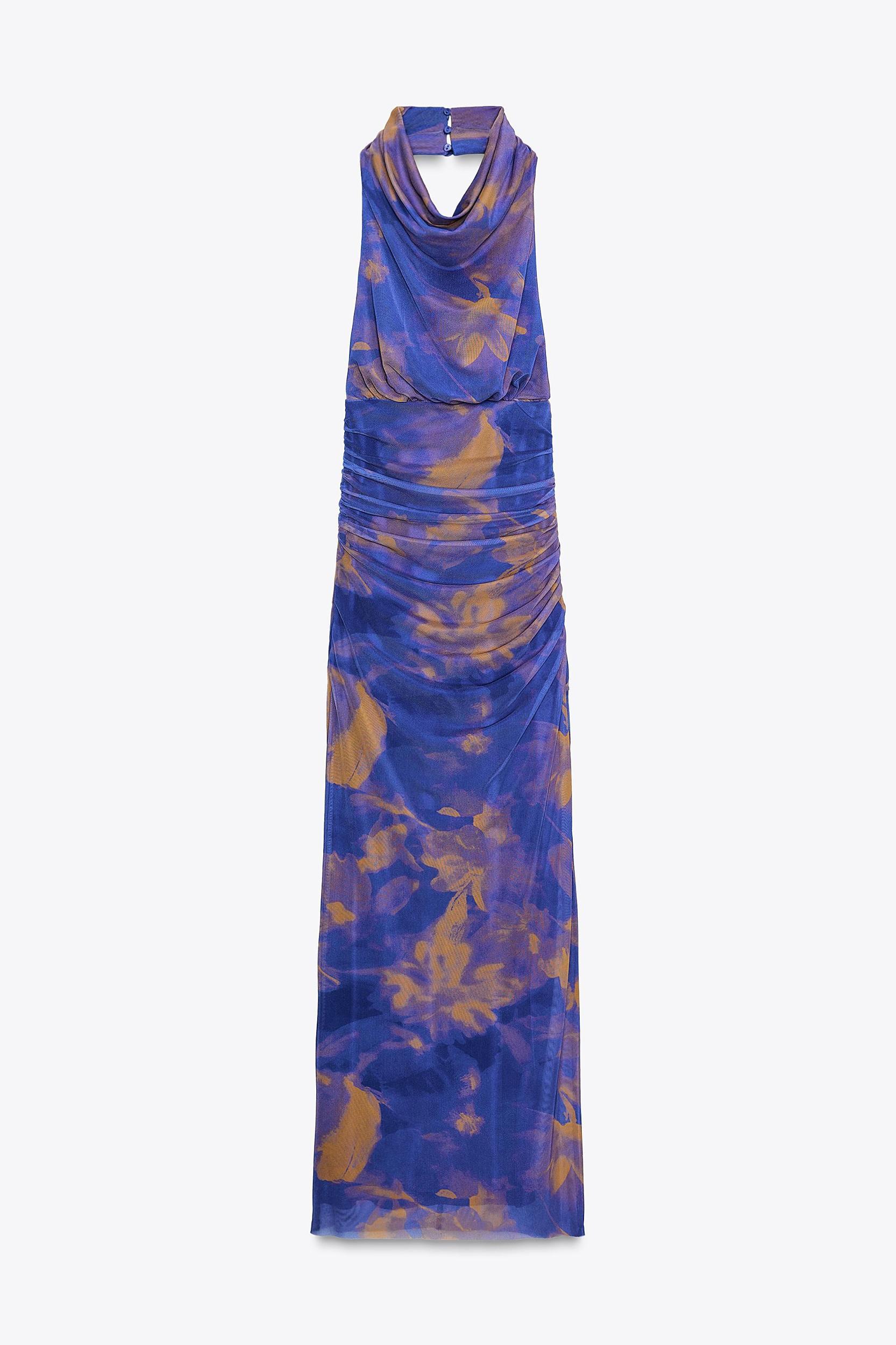 PRINTED TULLE LONG DRESS Product Image