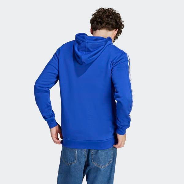 adidas Essentials Fleece 3-Stripes Full-Zip Hoodie Semi Lucid Blue L Mens Product Image