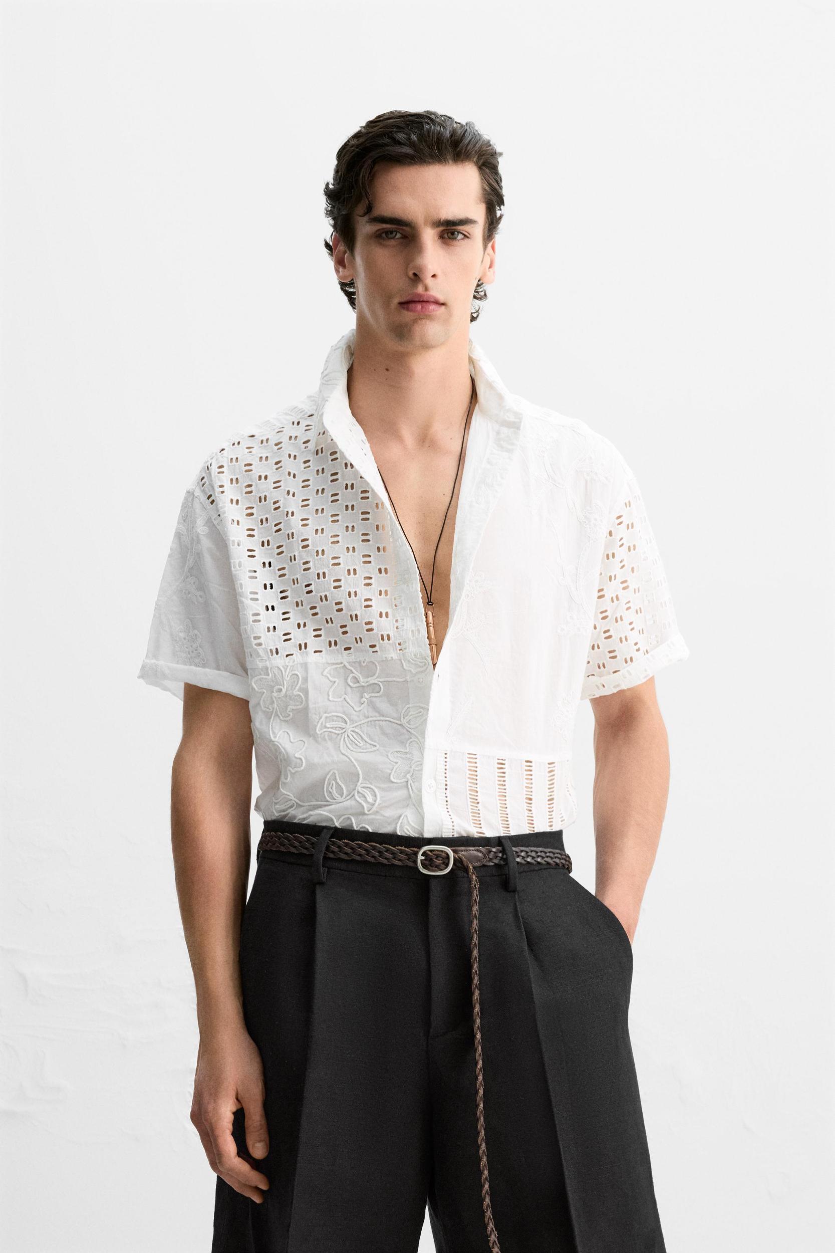 DIE-CUT EMBROIDERED PATCHWORK SHIRT Product Image