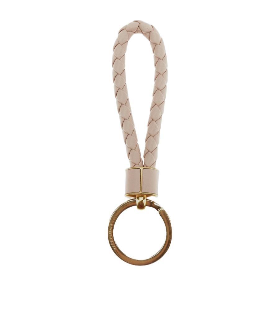 BOTTEGA VENETA Intrecciato Leather Keyring In Nude Product Image