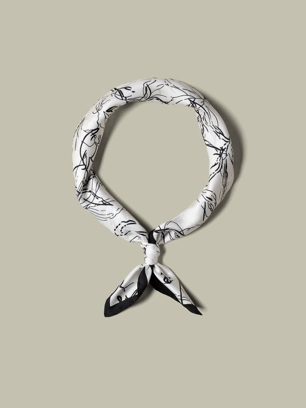Floral Sketch Twill Silk Square Scarf Product Image