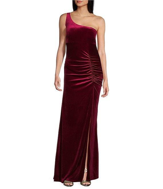 Honey and Rosie One-Shoulder Sleeveless Stretch Velvet Dress Product Image