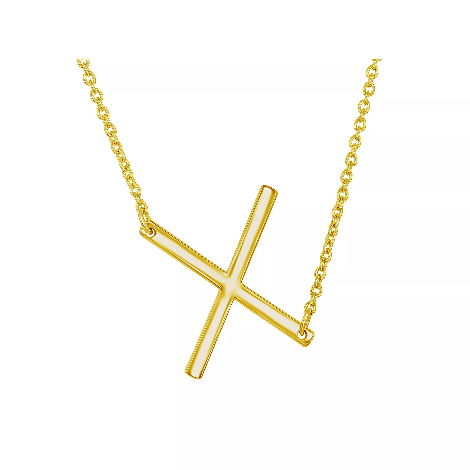 Sterling Silver Sideways Initial Necklace, Women's, Size: 16-18" ADJ, Gold Tone Z Product Image
