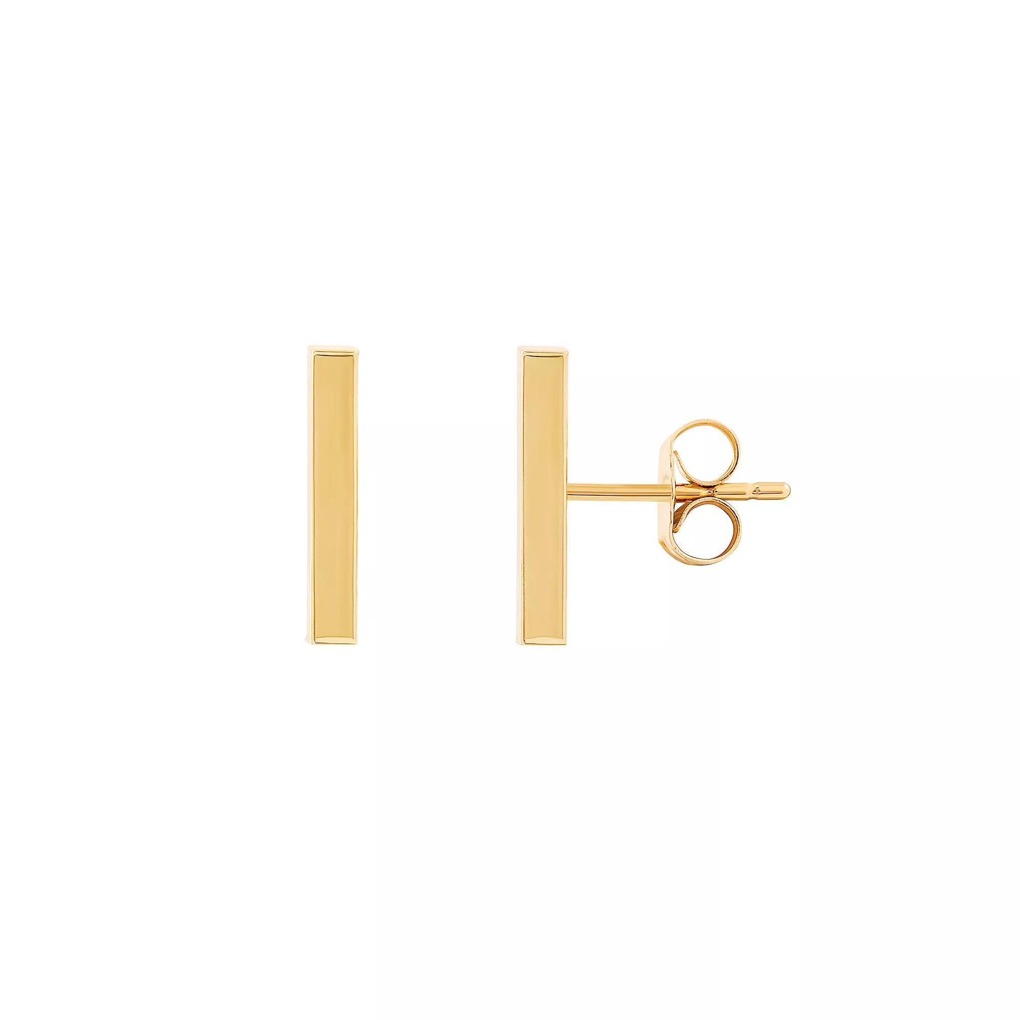 Everlasting Gold 10k Gold Square Stick Stud Earrings, Womens Product Image