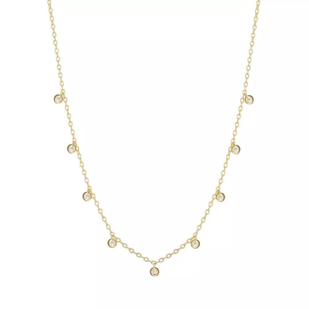 Sarafina 14k Gold Plated Cubic Zirconia Station Necklace, Women's, Gold Tone White Product Image