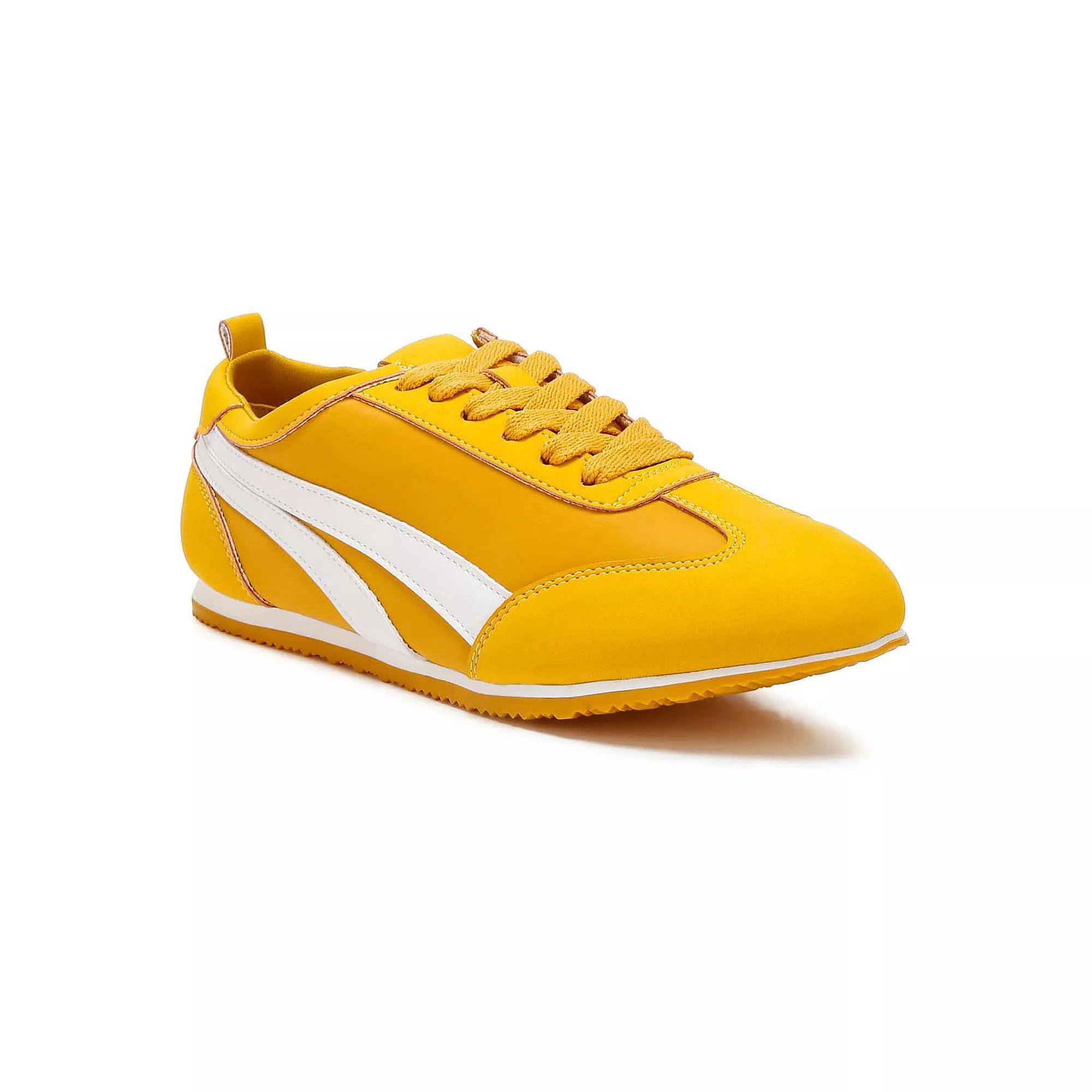 London Rag Montek Women's Metallic Lace-Up Sneakers, Size: 6, Yellow Product Image