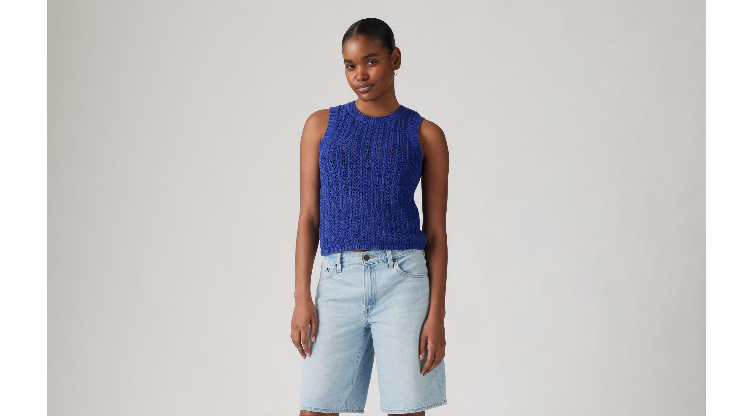 Sunrise Cotton Linen Crochet Tank Top Product Image