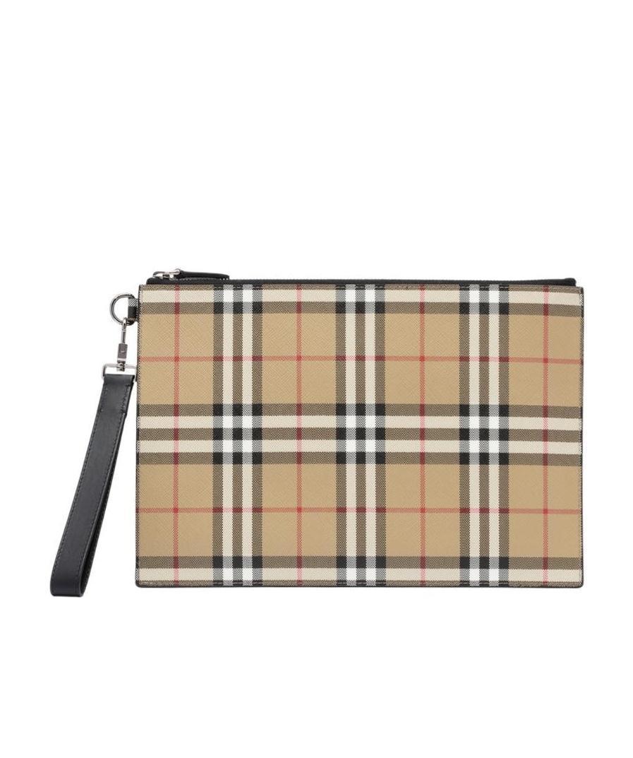 BURBERRY Check-print Clutch Bag In Nude Product Image
