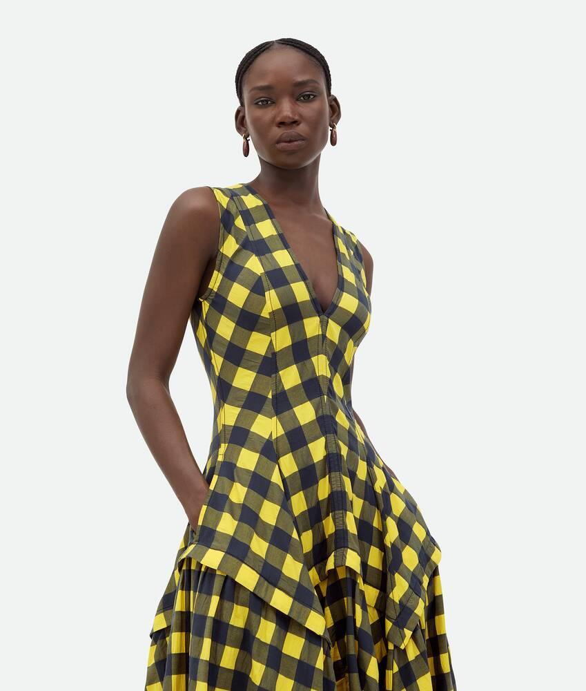 Women's Gingham Cotton Dress in Yellow/shrub/wave Product Image