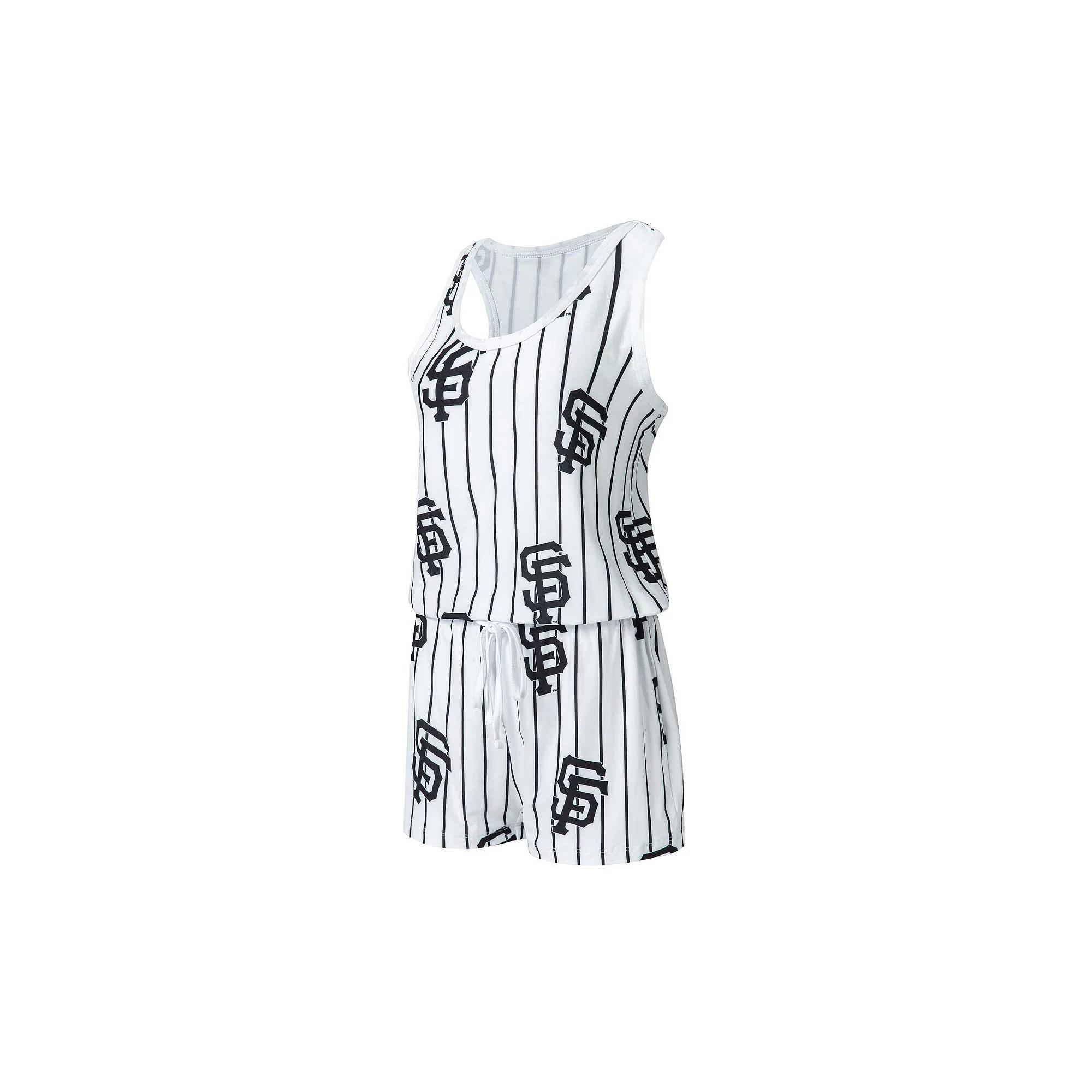 Women's Concepts Sport White San Francisco Giants Reel Pinstripe Knit Romper, Size: XL Product Image