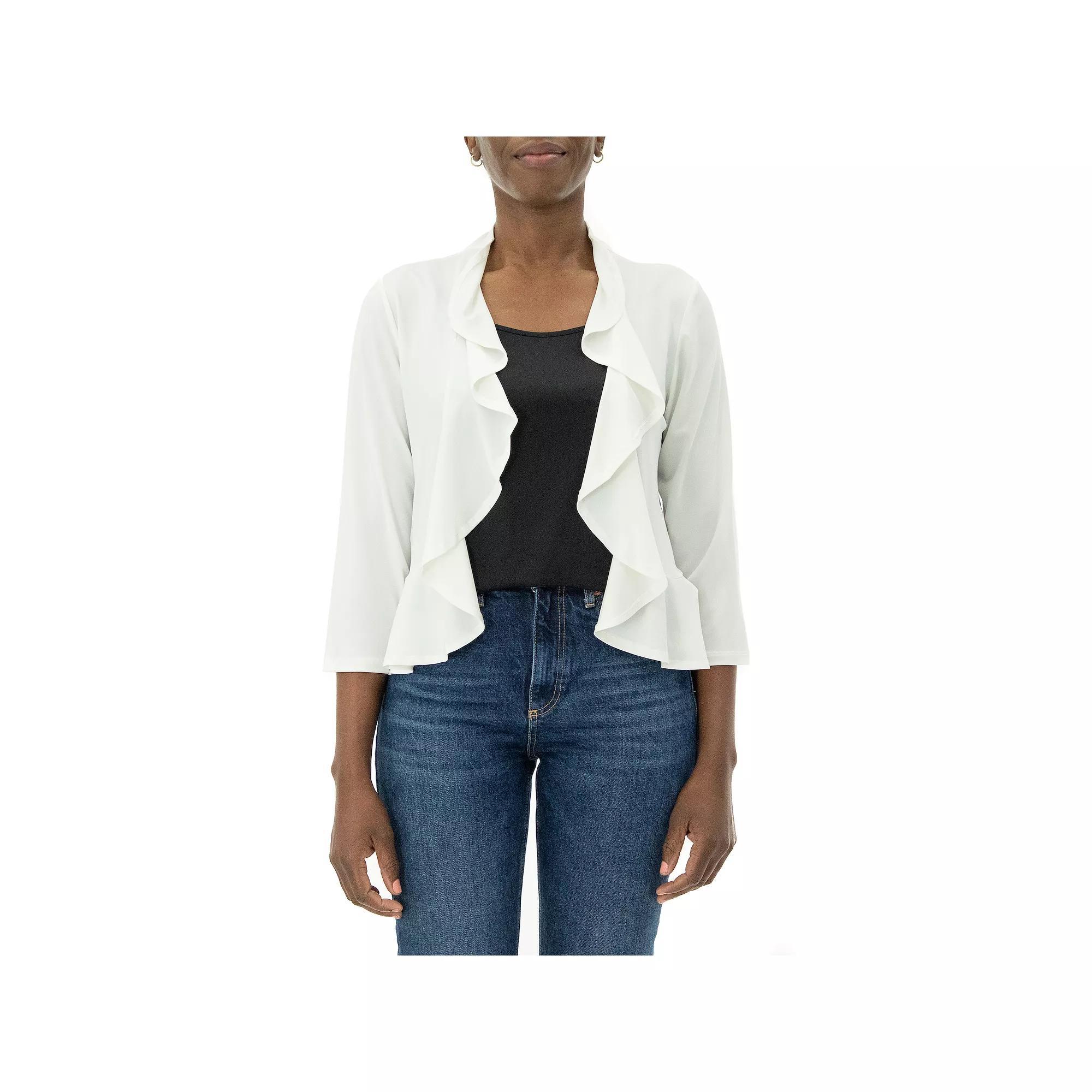 Women's Nina Leonard Draped Sheer Back Bolero, Size: XL, Ivory Product Image