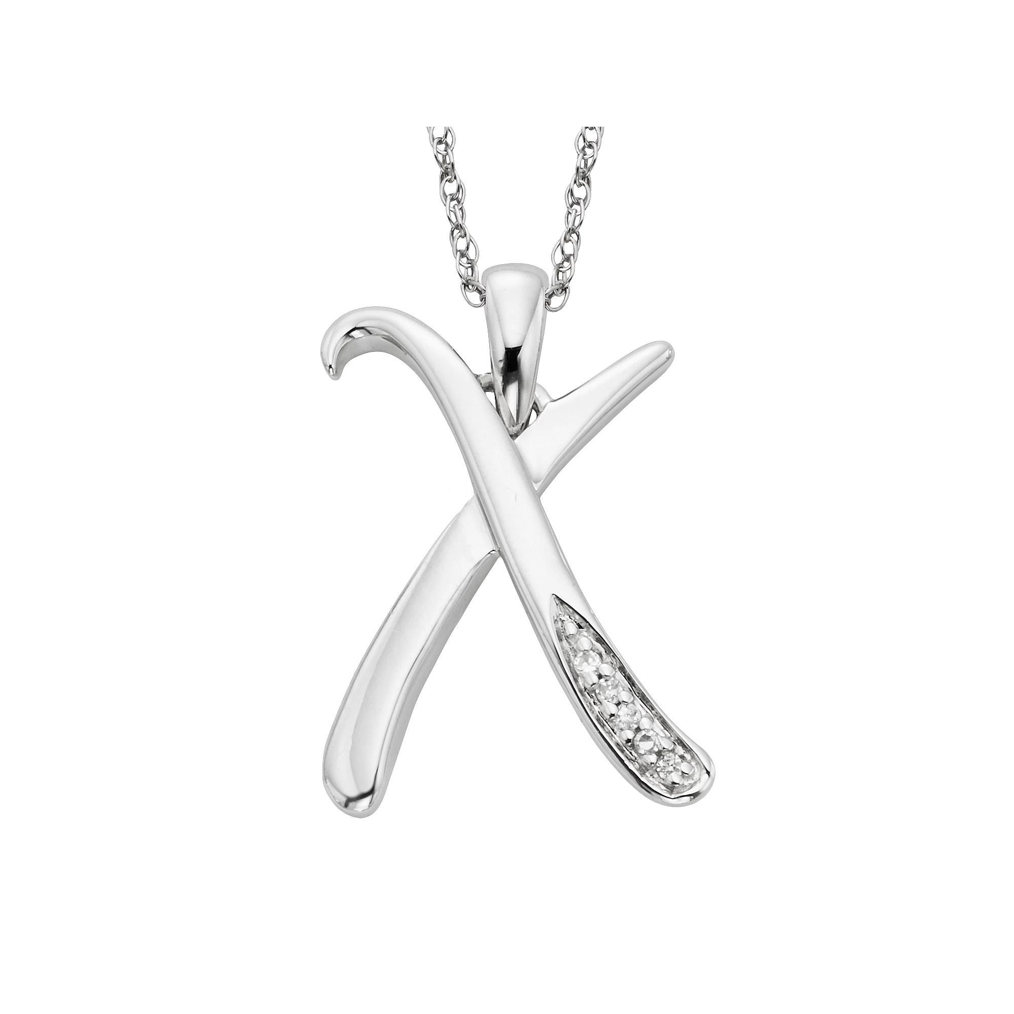 Sterling Silver Diamond Accent Initial Pendant, Womens Product Image