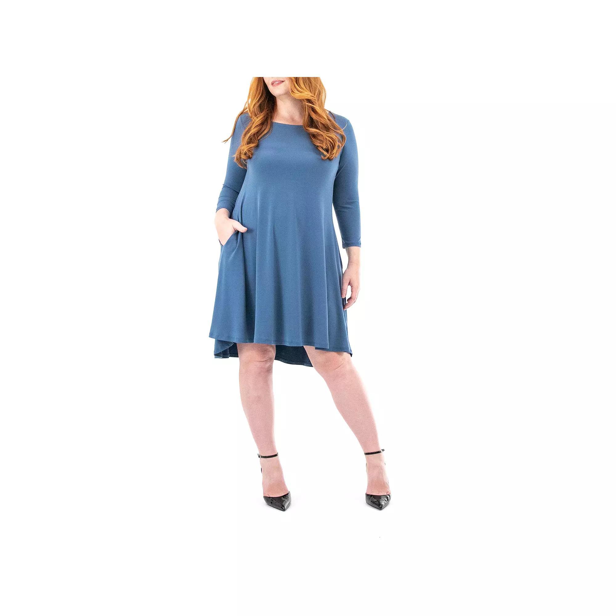 Women's Nina Leonard 3/4 Sleeve High-Low Trapeze Dress, Size: XL, Terracotta Product Image