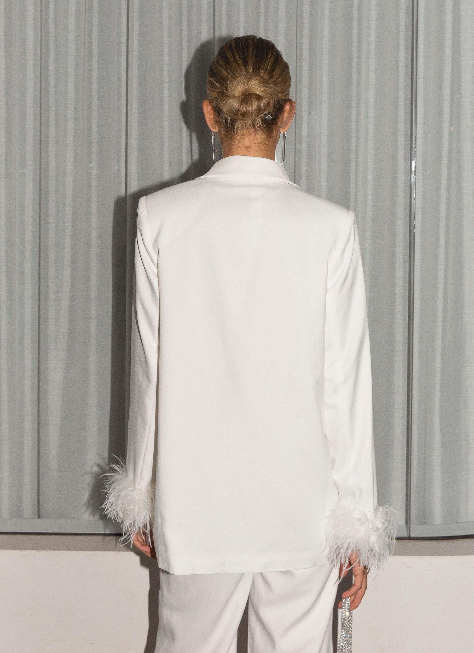 Shake It Off Feather Blazer - Snow Product Image