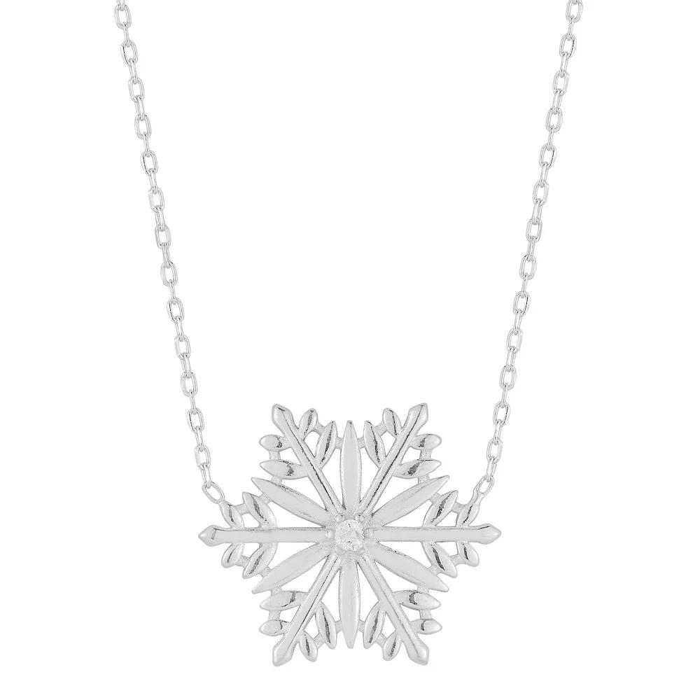 Sunkissed Sterling Cubic Zirconia Snowflake Pendant Necklace, Women's, Silver Tone Product Image