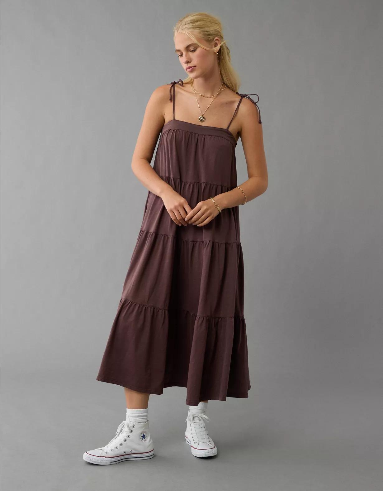 AE Sunchaser Knit Tie Shoulder Maxi Dress Product Image
