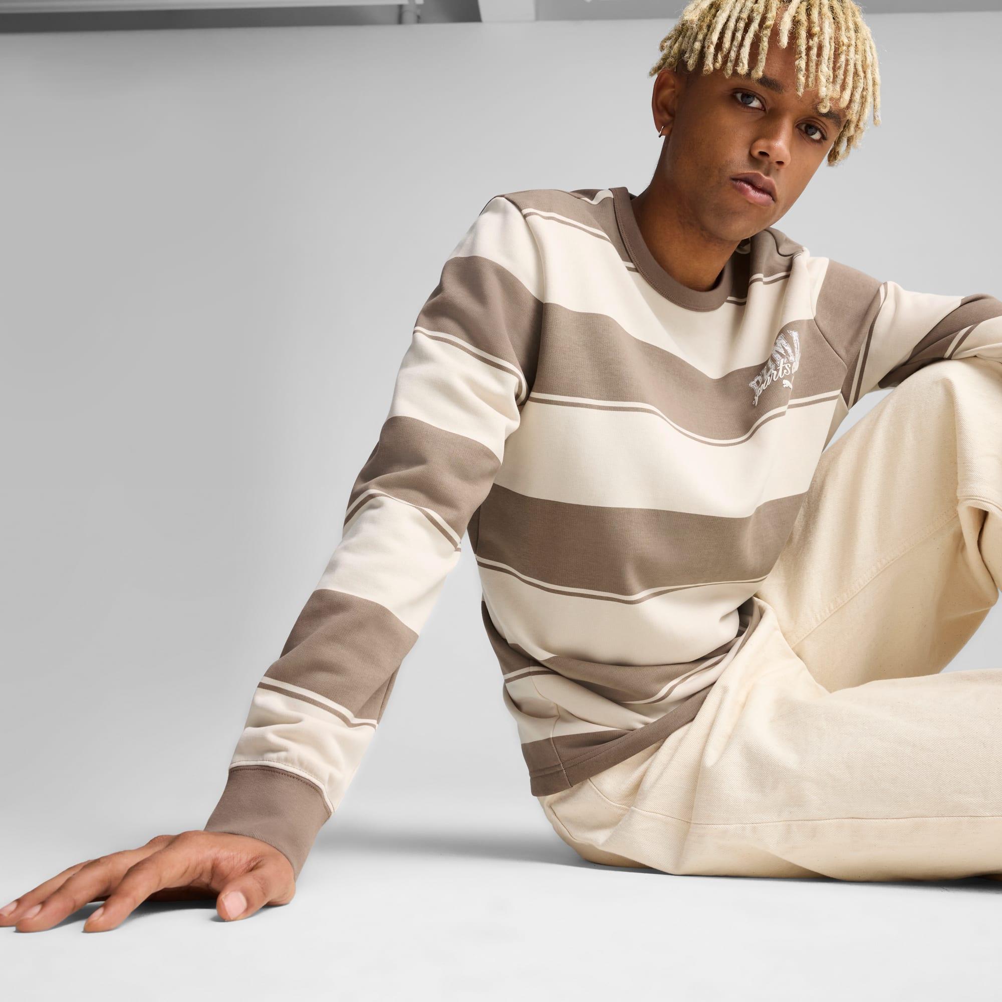 PUMA Class Men's Striped Crew Sweatshirt Product Image