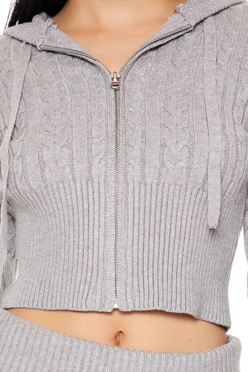 Cropped Cable Knit Zip-Up Sweater | Forever 21 Product Image