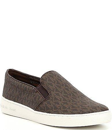 MICHAEL Michael Kors Keaton Slip-On Mini MK Logo Coated Canvas/Suprema Nappa Sport) Women's Slip on Shoes Product Image