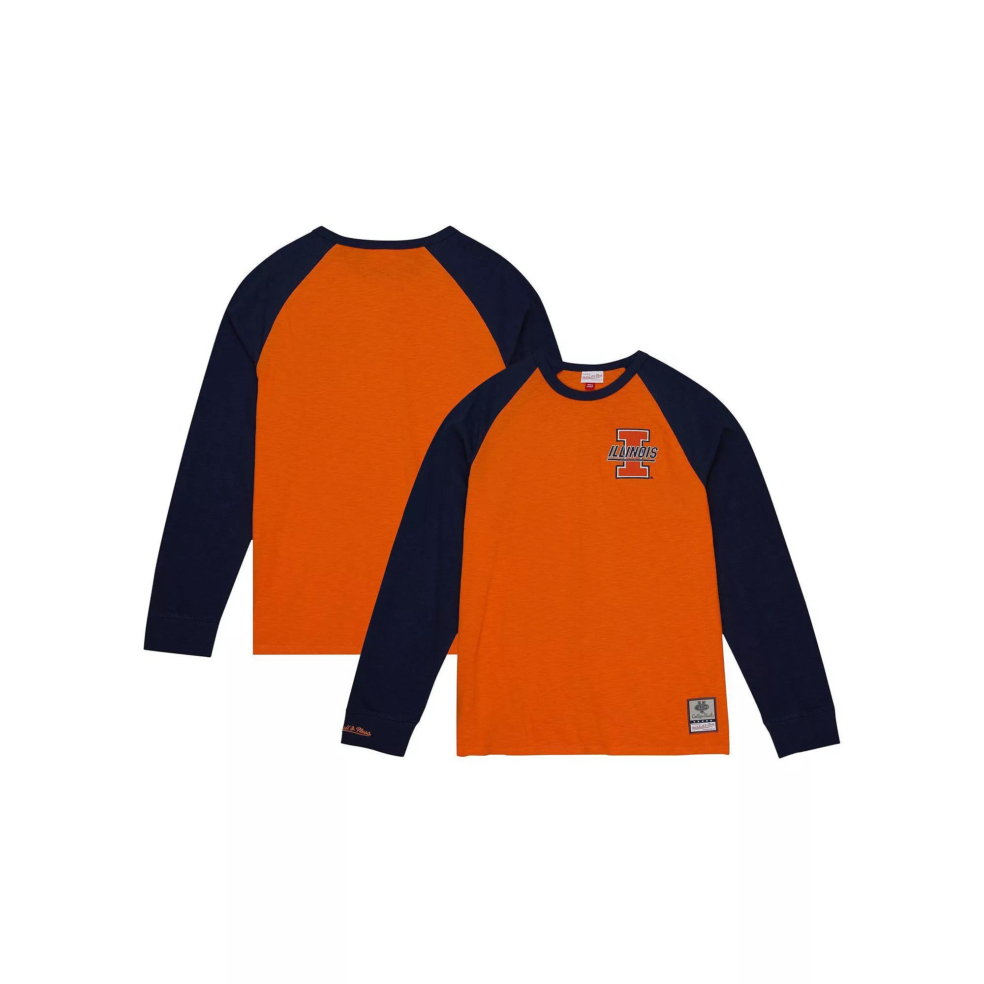 Men's Mitchell & Ness Orange Illinois Fighting Illini Legendary Slub Raglan Long Sleeve T-Shirt, Size: Medium Product Image