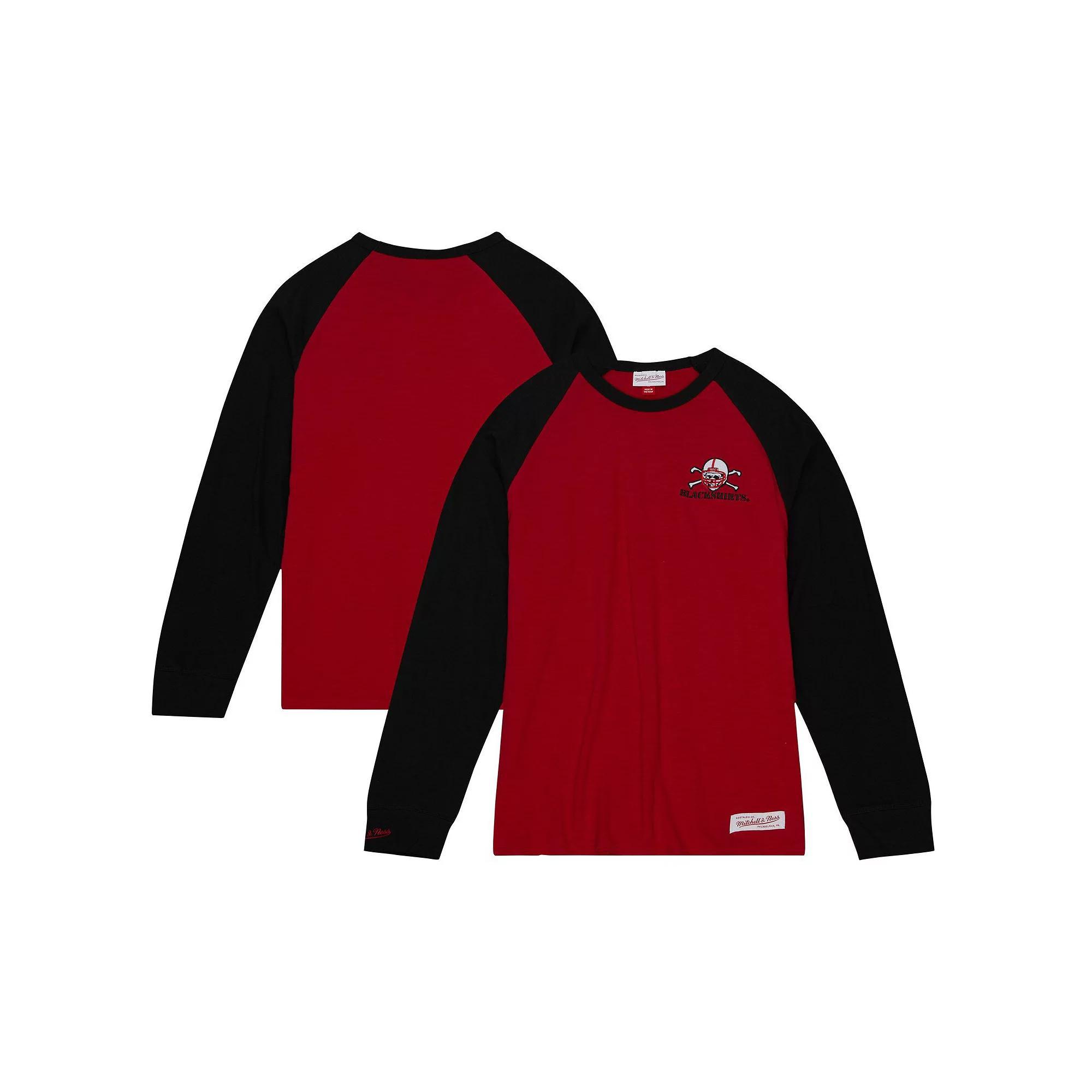 Men's Mitchell & Ness Scarlet Nebraska Huskers Legendary Slub Raglan Long Sleeve T-Shirt, Size: XL, Red Product Image