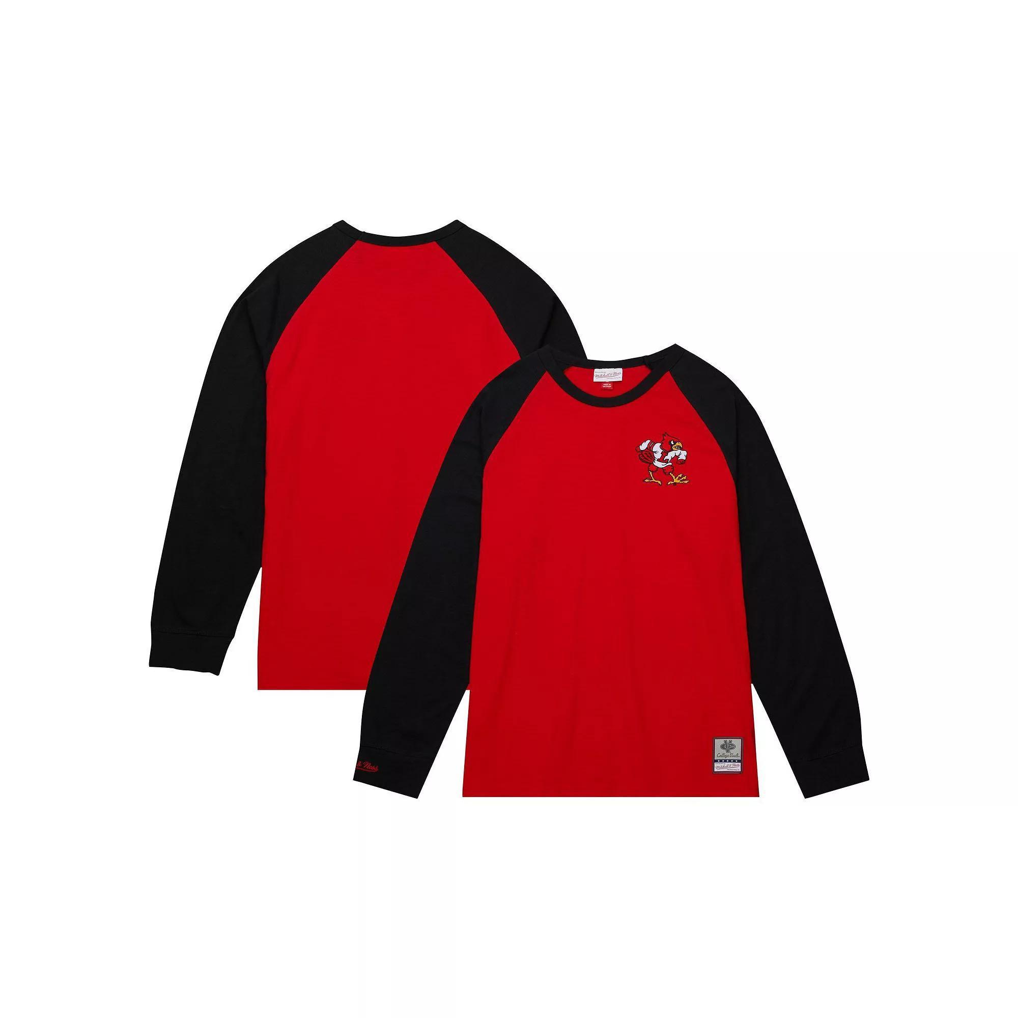 Men's Mitchell & Ness Red Louisville Cardinals Legendary Slub Raglan Long Sleeve T-Shirt, Size: Small Product Image