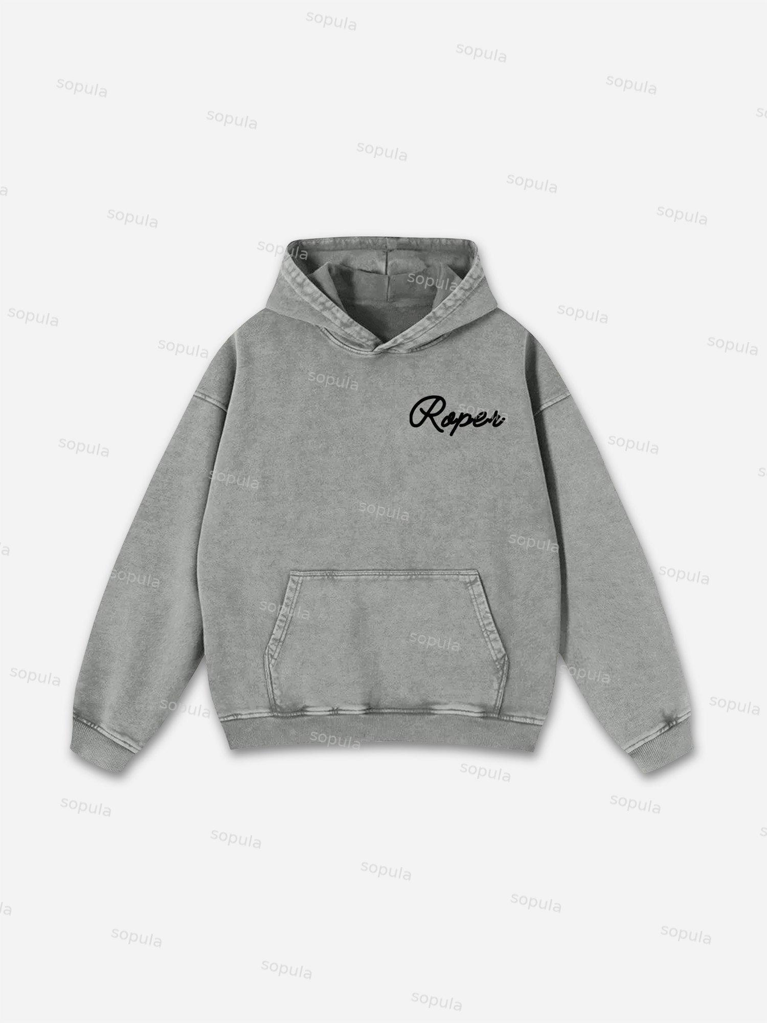 Rodeo Cowboy Stamp Print Washed Hoodie Product Image