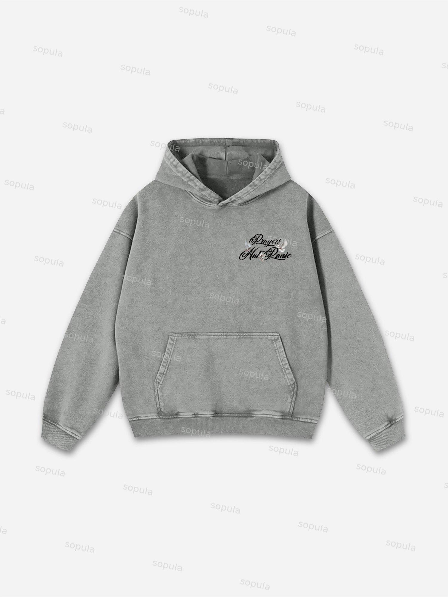 Sopula Prayers God Will Be By Your Side Graphic Washed Hoodie Product Image