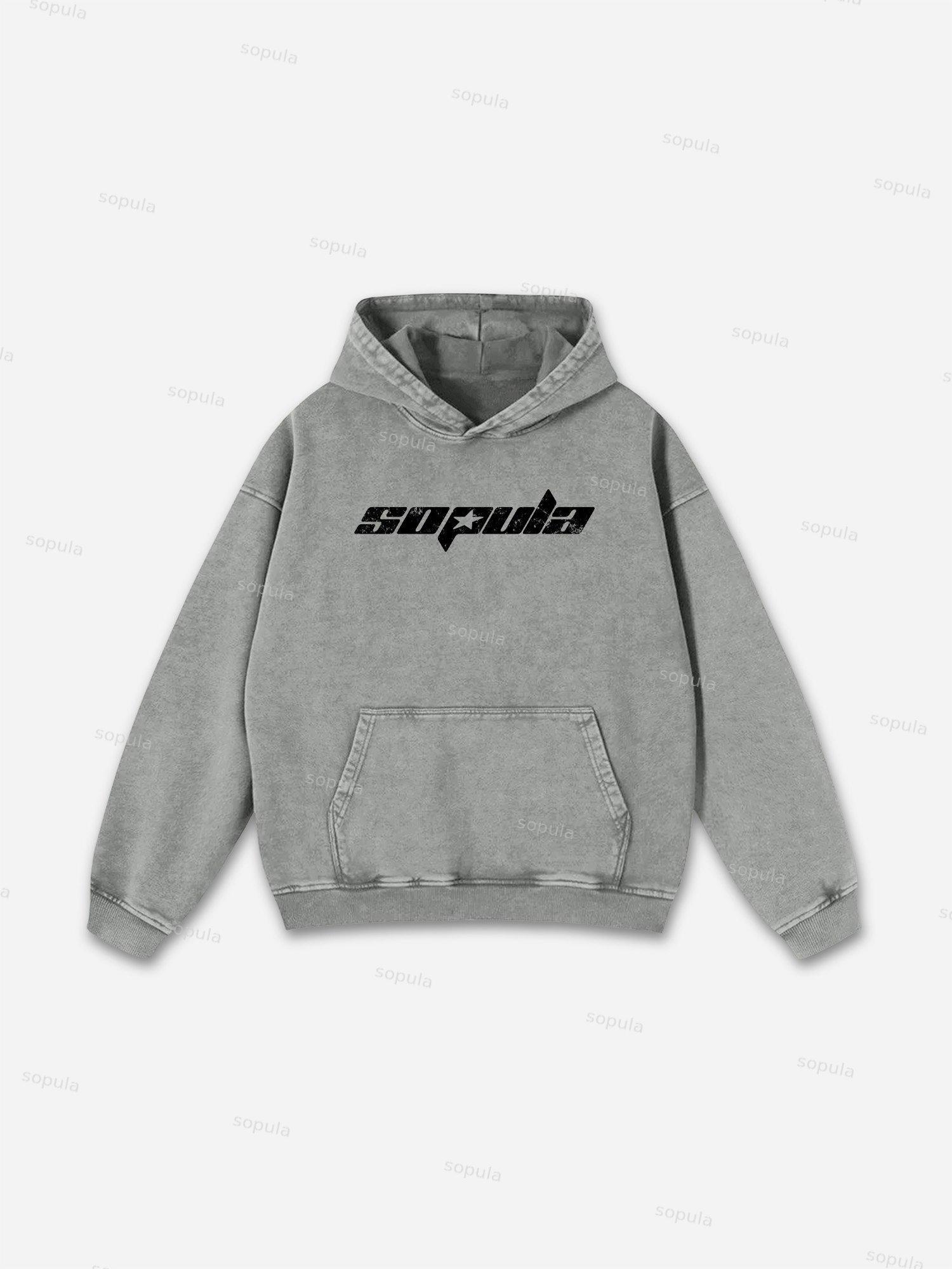 Sopula Basic Graphic Washed Hoodie Product Image