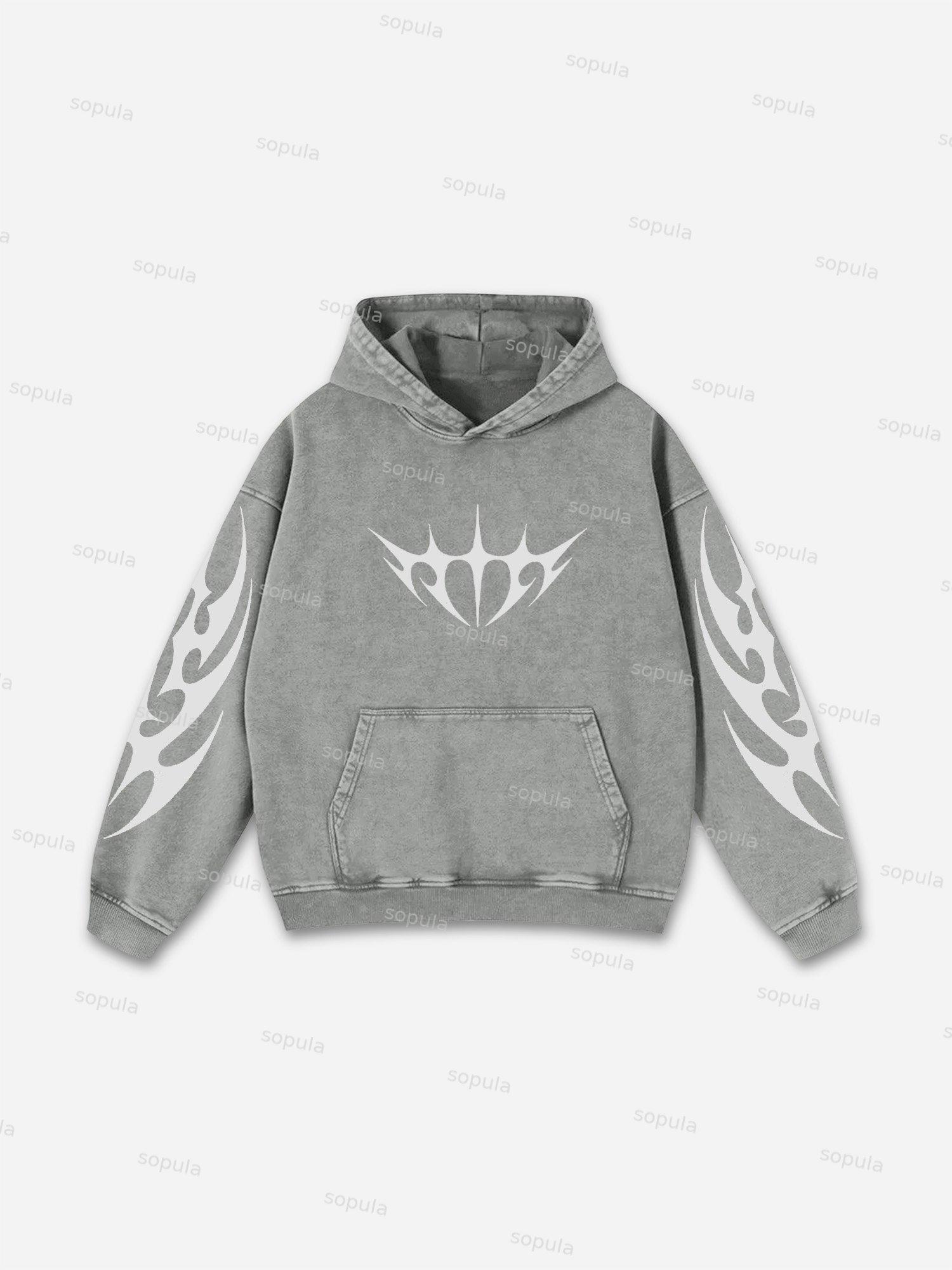 Sopula Explosive Mood Cartoon Characters Graphic Washed Hoodie Product Image