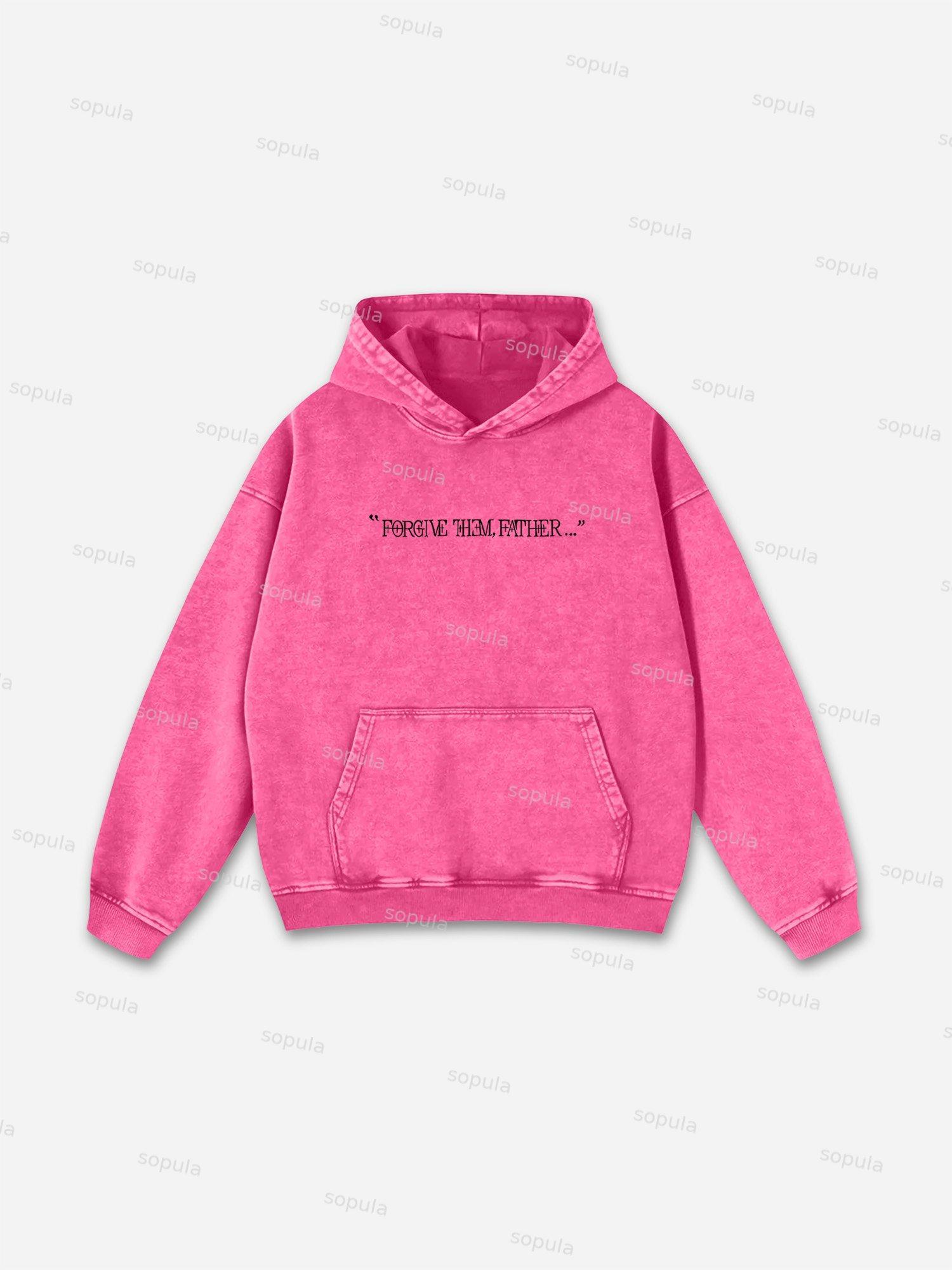 Forgive Them Father Graphic Acid Washed Oversized Hoodie Product Image