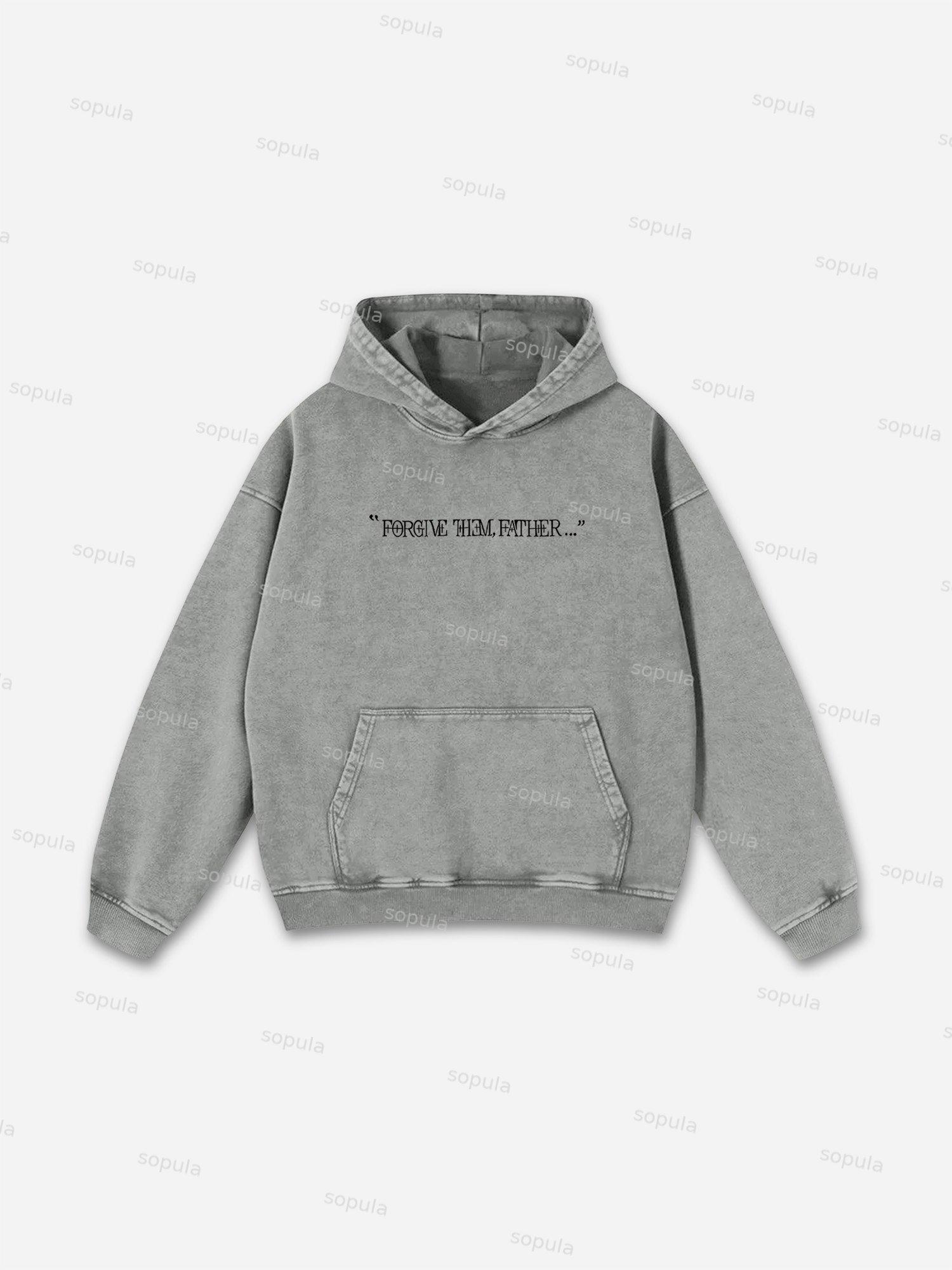 Forgive Them Father Graphic Acid Washed Oversized Hoodie Product Image