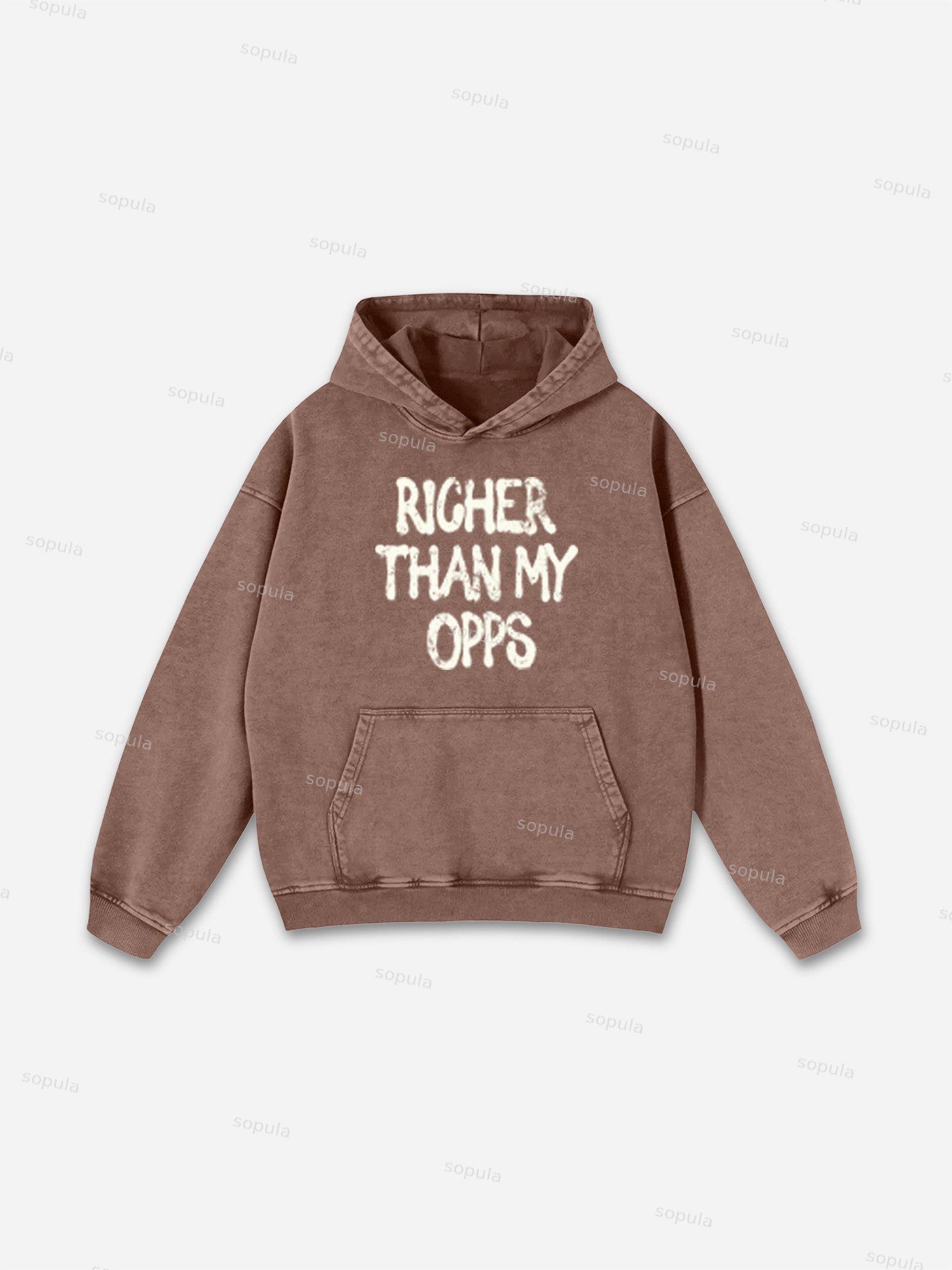 Richer Than My Opps Vintage Abstract Graphic Washed Hoodie Product Image