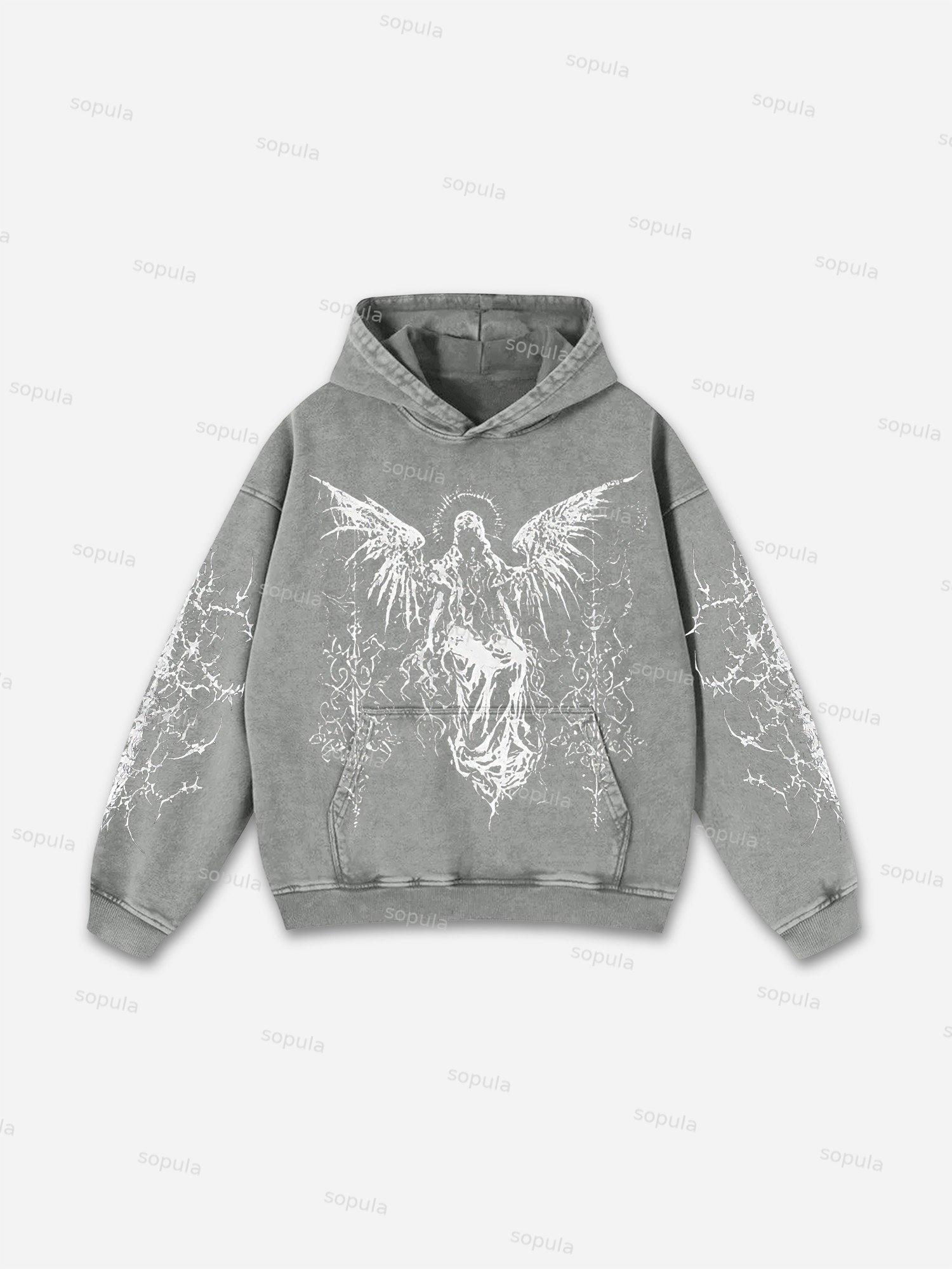 Sopula Child Of God Print Acid Washed Hoodie Product Image