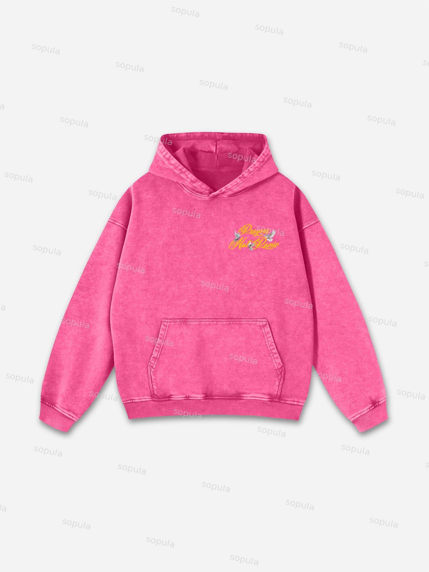 Sopula Prayers God Will Be By Your Side Graphic Washed Hoodie Product Image