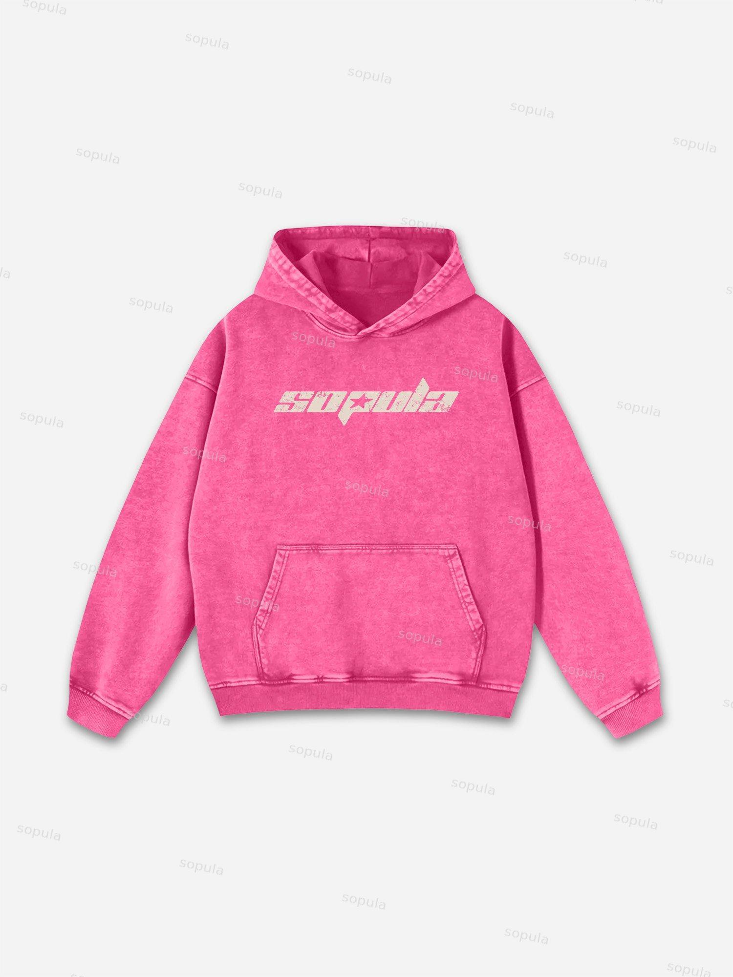 Sopula Basic Graphic Washed Hoodie Product Image