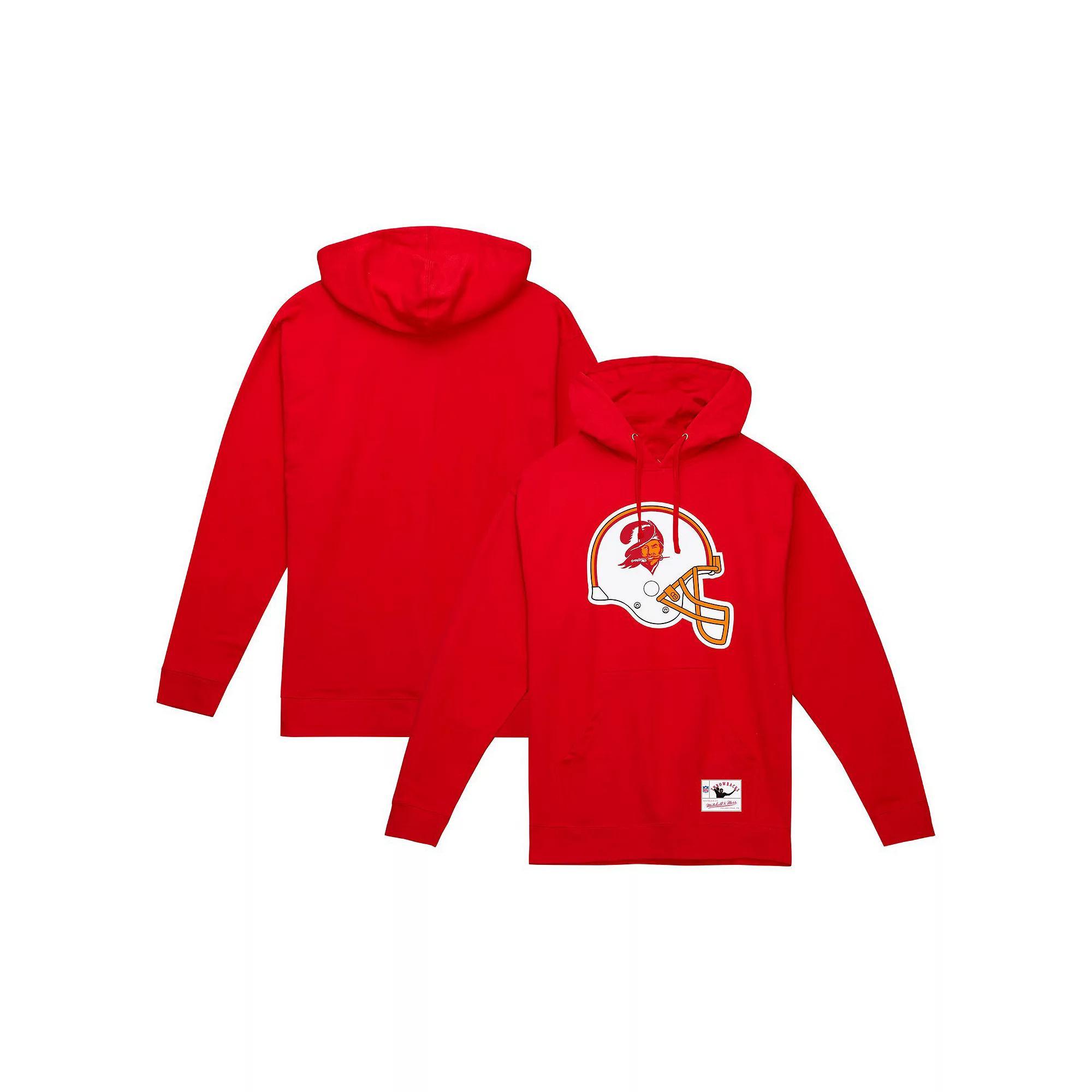 Men's Mitchell & Ness Red Tampa Bay Buccaneers Helmet Logo Vintage Pullover Hoodie, Size: Small Product Image