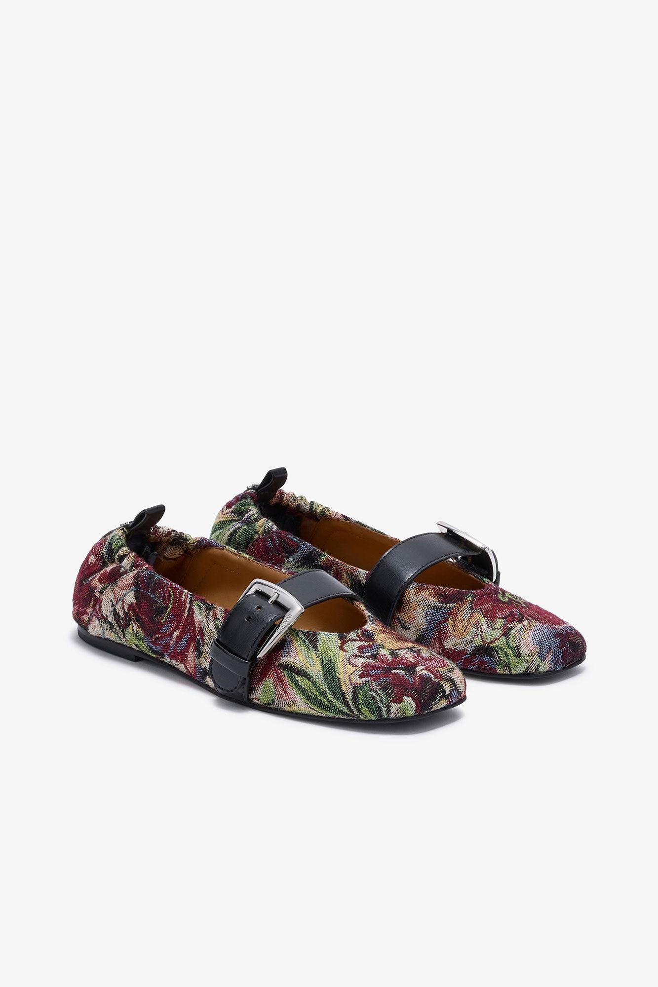 Buckle Strap Ballerinas in Tapestry Product Image